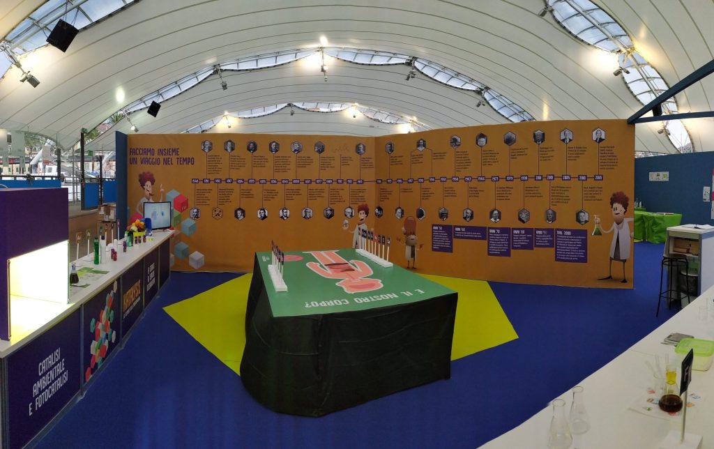 L'allestimento di Katalysis nella sala del Festival della Scienza